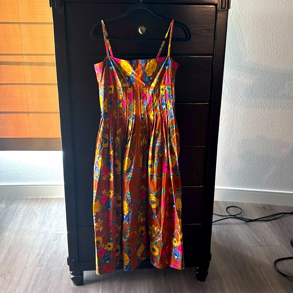 Brown cotton midi summer dress